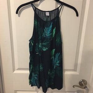 Navy Blue Tropical Patterned Tank